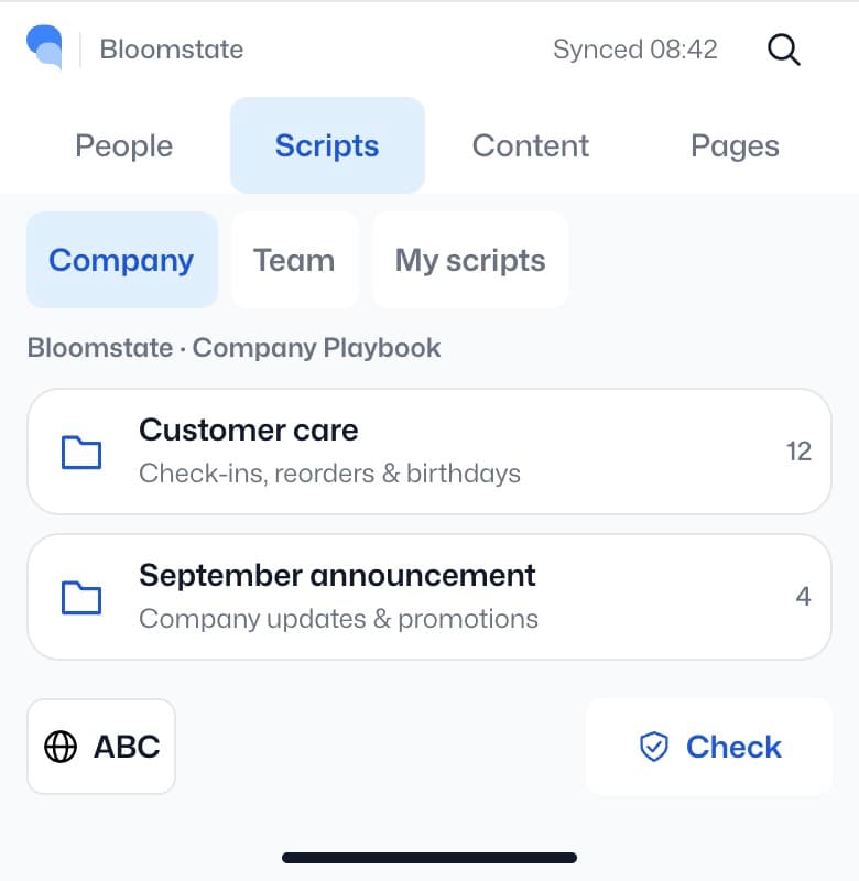 Emma Keyboard company playbook scripts